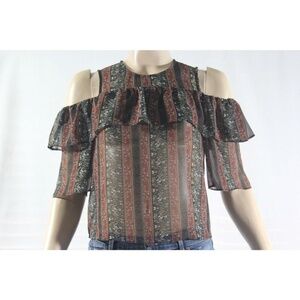 💕BCBGMaxAzria💕 Chiffon Cold Shoulder Pattern Top